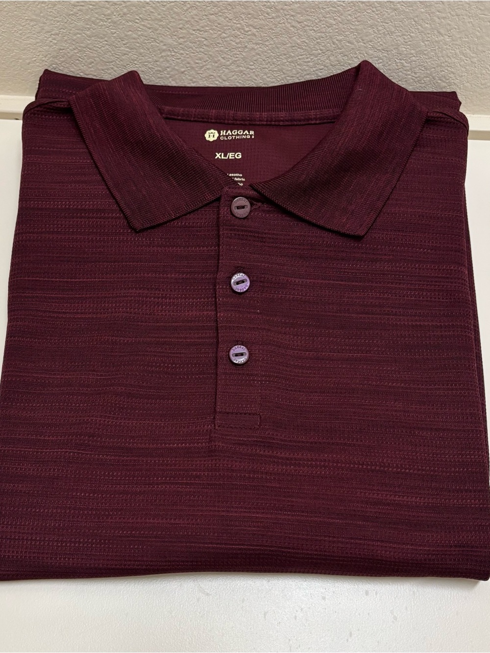 Haggar Men's Maroon Textured Polo